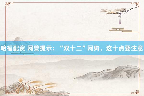 哈福配资 网警提示：“双十二”网购，这十点要注意